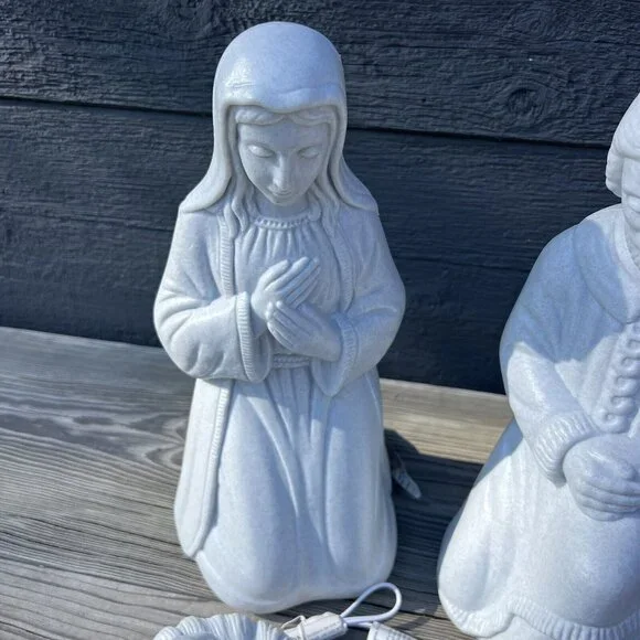 Vintage 90's Grand Venture Blow Mold Nativity Manger Scene Simulated Granite - Picture 3 of 16